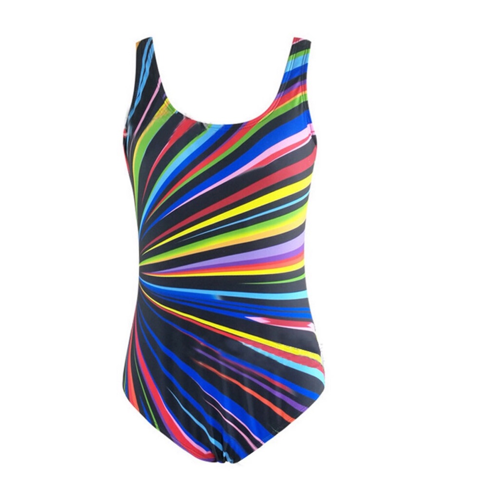 Rainbow Multicolor Striped Fan Bathing Suit - Picture 4 of 13
